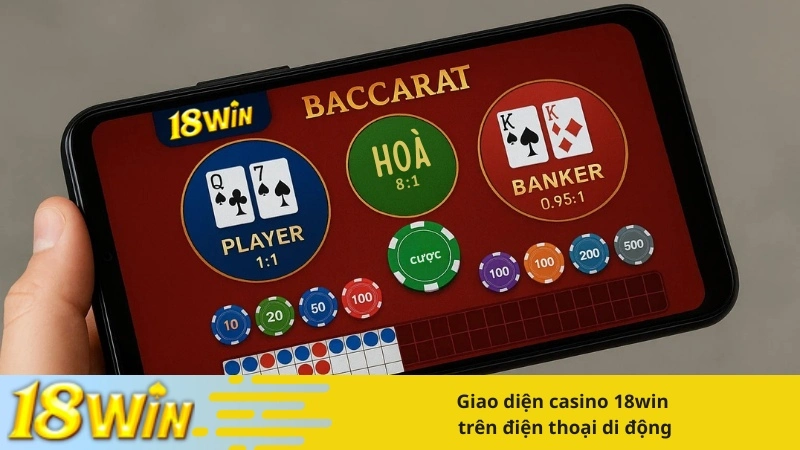 Giao diện casino 18win trên điện thoại di động