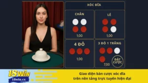 Giao diện bàn cược xóc dĩa trên nền tảng trực tuyến hiện đại