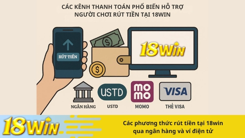 Các phương thức rút tiền tại 18win qua ngân hàng và ví điện tử