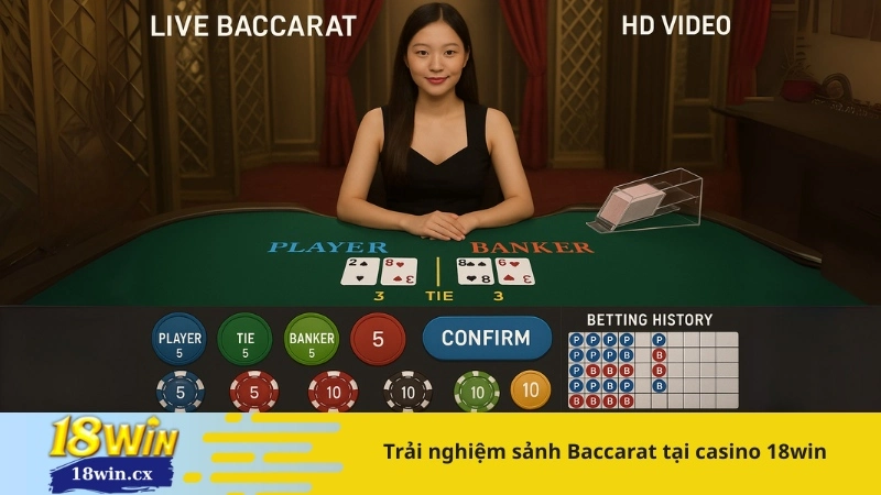 Trải nghiệm sảnh Baccarat tại casino 18win
